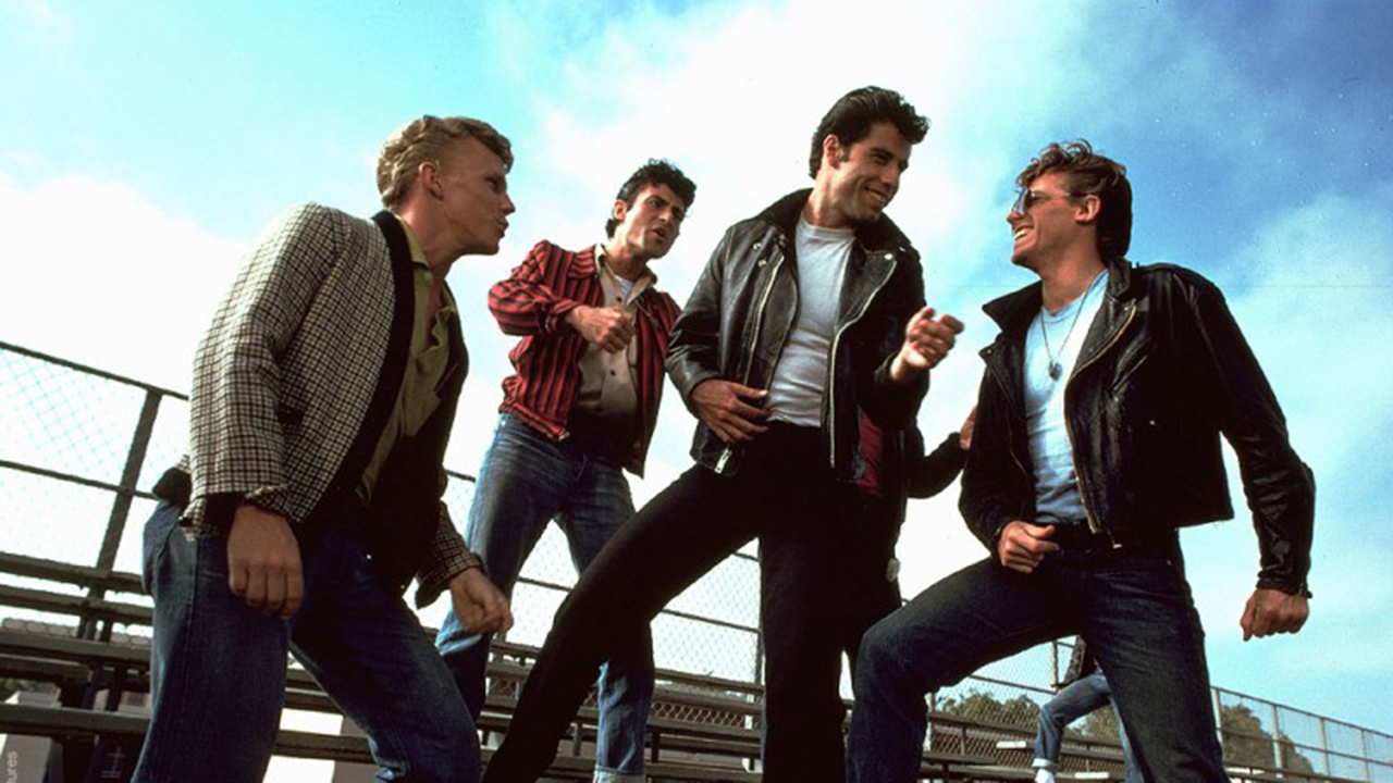 John Travolta, Barry Pearl, Michael Tucci, Kelly Ward em 'Grease'
